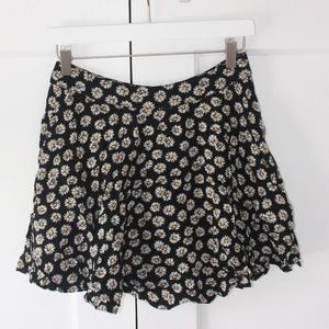 Black Daisy Patterned Skirt